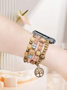1pc Tree Pendant Beaded Watchband Compatible With Apple Watch - Multicolor - View 3