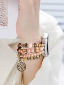 1pc Tree Pendant Beaded Watchband Compatible With Apple Watch - Multicolor - View 4