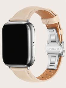 1 dây đeo đồng hồ PU dập nổi vải tương thích với Apple Watch - Màu be - Xem 2