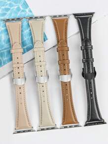 1 dây đeo đồng hồ PU dập nổi vải tương thích với Apple Watch - Màu be - Xem 1