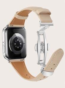 1 dây đeo đồng hồ PU dập nổi vải tương thích với Apple Watch - Màu be - Xem 3