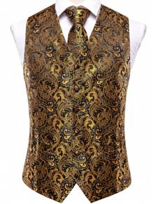 情人節男款1件巴洛克印花背心 - 金色 - 查看 3