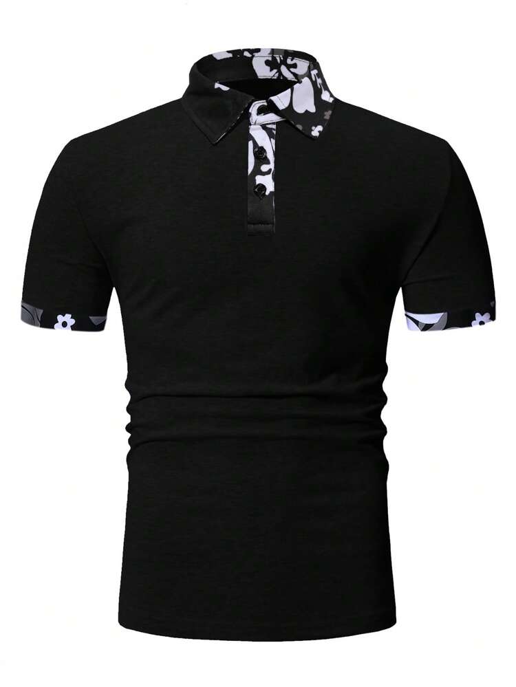 Men Contrast Collar Polo Shirt