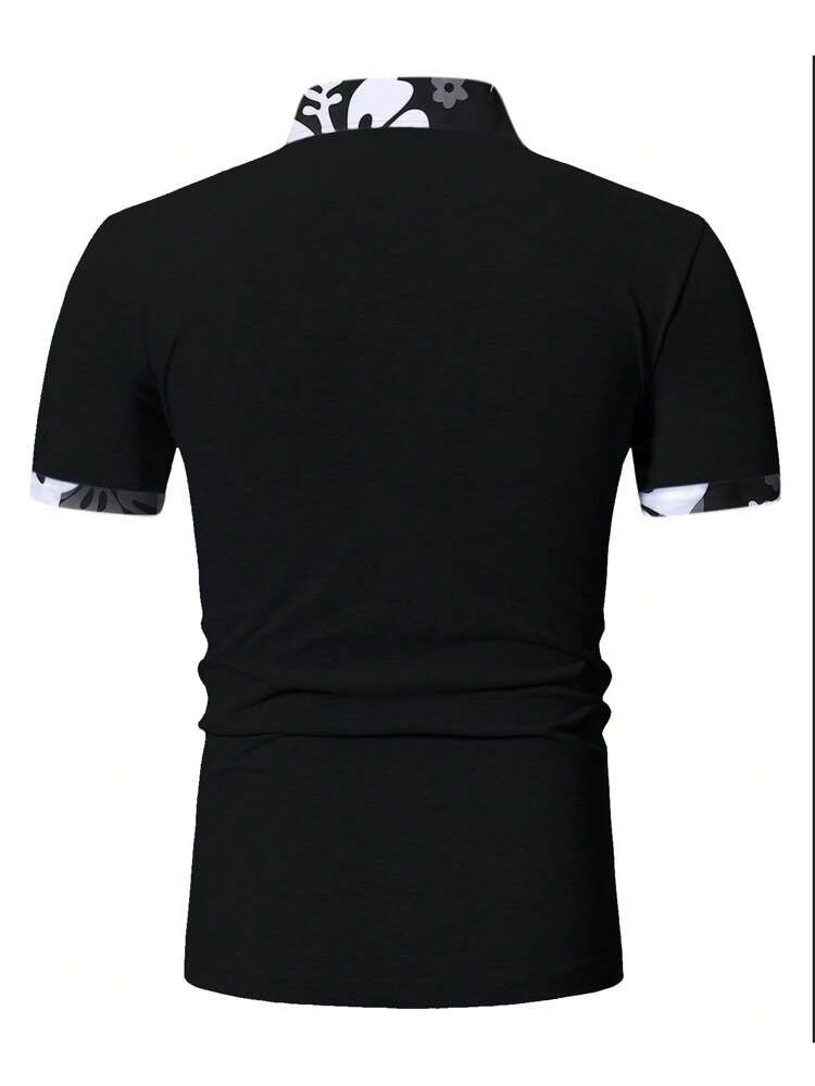 Men Contrast Collar Polo Shirt