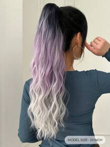 Ombre Long Curly Ponytail Synthetic Hair Extension - Brown - View 2