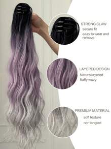 Ombre Long Curly Ponytail Synthetic Hair Extension - Brown - View 4