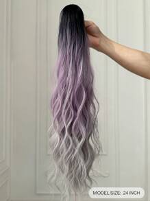 Ombre Long Curly Ponytail Synthetic Hair Extension - Brown - View 5