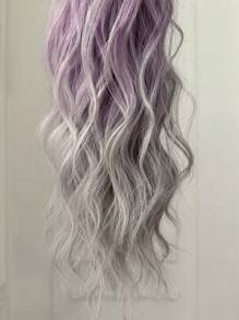 Ombre Long Curly Ponytail Synthetic Hair Extension - Brown - View 6