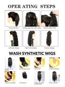 Ombre Long Curly Ponytail Synthetic Hair Extension - Brown - View 7