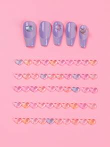 1pack Mixed Color 3D Heart Design Nail Art Decoration - Multicolor - View 1