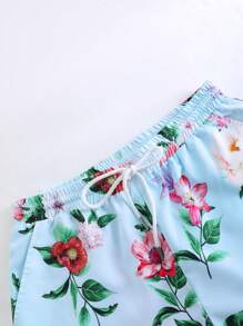 Manfinity RSRT Men Floral Print Shirt & Drawstring Waist Shorts - Baby Blue - View 4