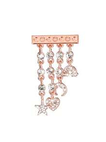 1入組水鑽流蘇裝飾電鍍不銹鋼通用錶帶裝飾用品圓環環形適用於Apple/Samsung/Huawei手錶 - 玫瑰金 - 查看 2