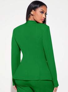 SHEIN SXY Shawl Collar Single Button Blazer Without Bra - Green - View 2