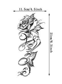 1 Tấm Họa Tiết Hoa Miếng Dán Hình Xăm Câu Mẫu Tạm Thời Hình Xăm Dán Cho Trang Trí Tiệc & Lễ Hội - Đen và trắng - Xem 4
