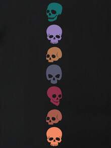 SHEIN EZwear Plus Skull Print Drop Shoulder Tee - Black - View 4
