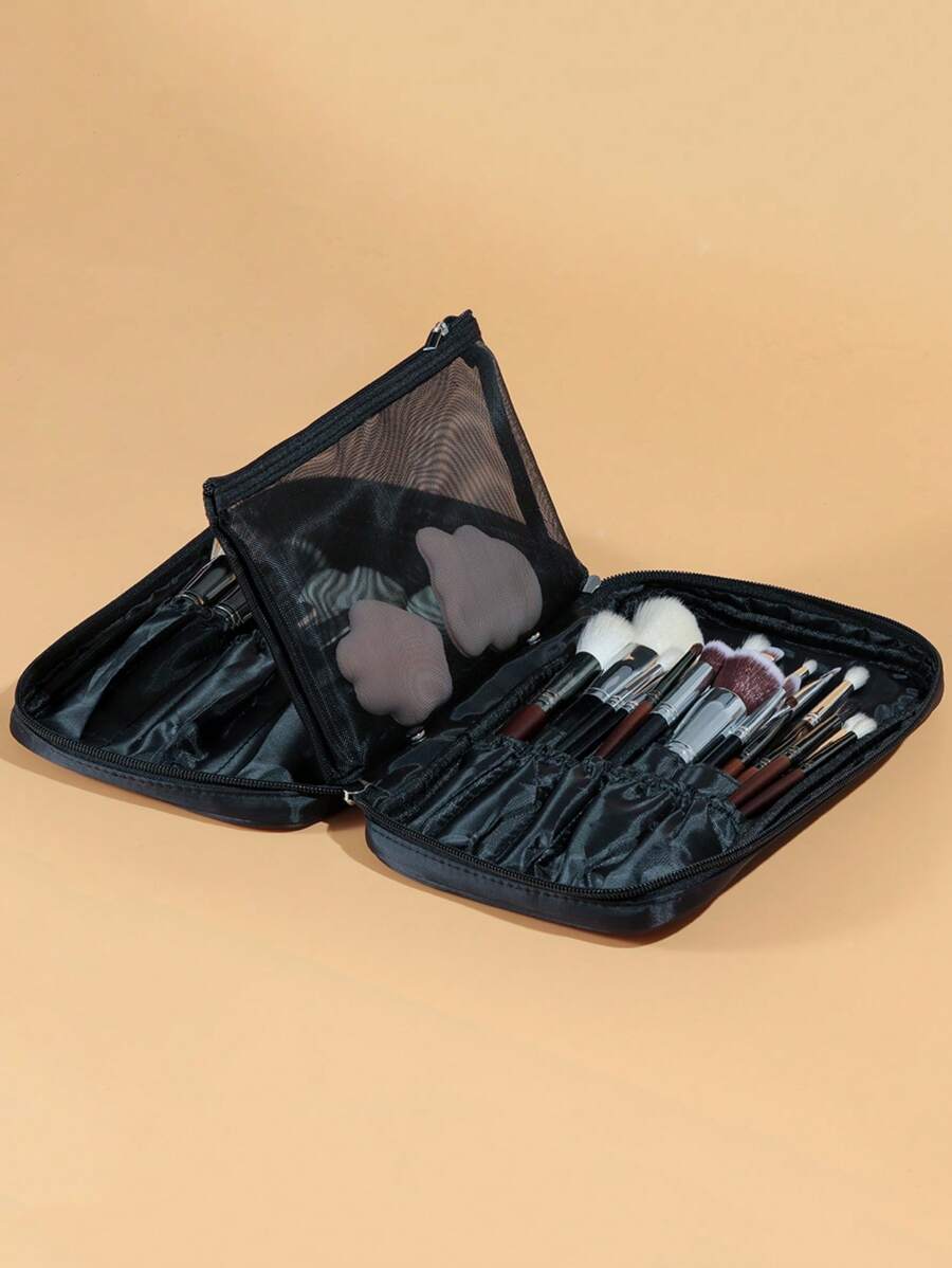 便攜化妝包,1入組旅行化妝包收納袋化妝盒適合旅行 - 黑色 - 查看 1