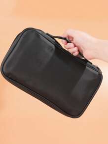 便攜化妝包,1入組旅行化妝包收納袋化妝盒適合旅行 - 黑色 - 查看 3