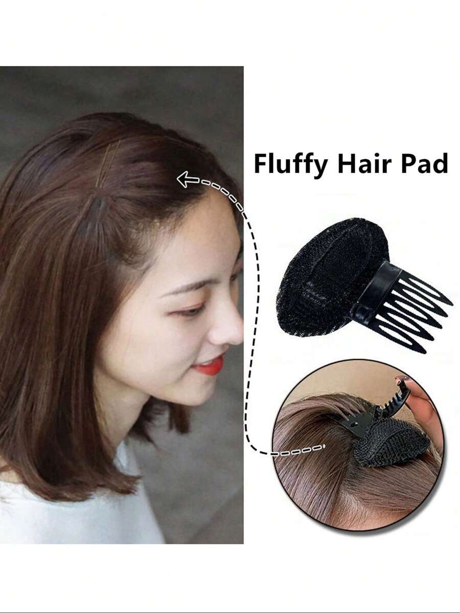 頭髮墊,PC蓬鬆頭髮濃密卷翹增加毛茸茸墊隱形無縫劉海海綿增高墊 - 黑色 - 查看 1