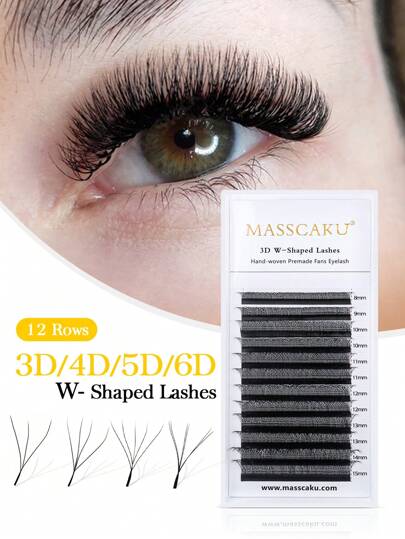 MASSCAKU Extensiones de pestañas negras mate premium, extensiones de pestañas prefanadas gruesas, pestañas de trébol de cuatro hojas, naturales y suaves, ligeras, extensiones de pestañas completas, herramientas de maquillaje, grupos de pestañas 3D, grupos de pestañas, pestañas individuales, pestañas postizas