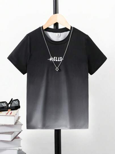 SHEIN Boys Letter Graphic Ombre Tee