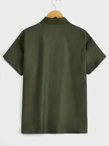 RueChic Men Solid Button Up Shirt - Green - View 2
