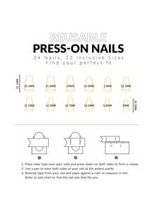 3D蝴蝶裝飾浪漫壓克力假指甲，24入組短棺形假指甲、1支指甲檔、1片膠帶美甲用品 - 彩色 - 查看 4