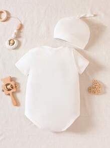 Bodysuits Em bé Nút Lá thư - trắng - Xem 2