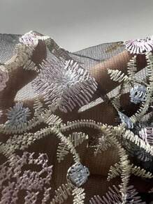 Zolique Floral Embroidery Mesh Cami Top - Black - View 7