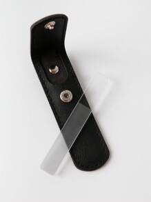 Dụng cụ đánh bóng móng tay bằng thủy tinh nano cầm tay trong bao da, 1 chiếc tối giản, dũa móng tay trong suốt như pha lê và bộ đánh bóng đệm cho móng tay tự nhiên Móng chân - màu đen - Xem 2