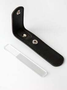 Dụng cụ đánh bóng móng tay bằng thủy tinh nano cầm tay trong bao da, 1 chiếc tối giản, dũa móng tay trong suốt như pha lê và bộ đánh bóng đệm cho móng tay tự nhiên Móng chân - màu đen - Xem 5