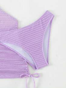 Swim SXY Bộ Bikini Nữ Cắt ra Nhẫn màu trơn - Màu tím - Xem 6