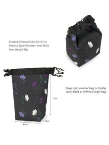 Baby Floral Print Diaper Bag - Black - View 7