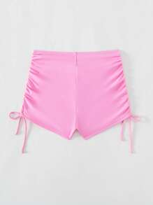 Drawstring Side Bikini Bottom, For Summer Beach Vacation - Pink - View 2