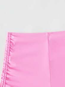 Drawstring Side Bikini Bottom, For Summer Beach Vacation - Pink - View 4