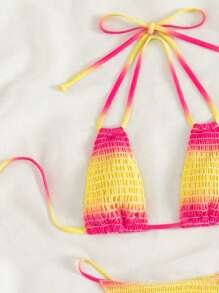 漸層打褶掛脖三角杯比基尼泳裝 - 彩色 - 查看 5