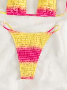 漸層打褶掛脖三角杯比基尼泳裝 - 彩色 - 查看 6