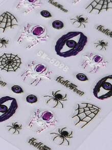 Miếng dán nghệ thuật móng tay ma quái Spiderwebs, 2 chiếc 5D Thanh trượt mắt nhện tự dính Khắc đề can móng tay Nghệ thuật trang trí móng tay Phụ kiện nghệ thuật - Nhiều màu - Xem 3