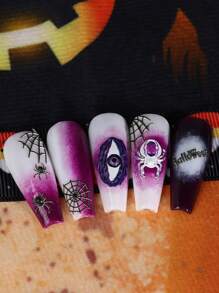 Miếng dán nghệ thuật móng tay ma quái Spiderwebs, 2 chiếc 5D Thanh trượt mắt nhện tự dính Khắc đề can móng tay Nghệ thuật trang trí móng tay Phụ kiện nghệ thuật - Nhiều màu - Xem 5