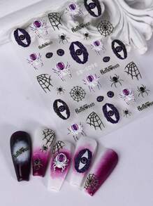 Miếng dán nghệ thuật móng tay ma quái Spiderwebs, 2 chiếc 5D Thanh trượt mắt nhện tự dính Khắc đề can móng tay Nghệ thuật trang trí móng tay Phụ kiện nghệ thuật - Nhiều màu - Xem 9