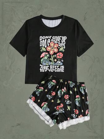 Atosha Ensemble Détente slogan Fleuri En Dentelle