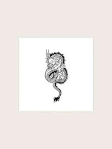 1sheet Dragon Pattern Tattoo Sticker - Black - View 3