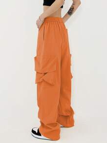 Manfinity EMRG Men Flap Pocket Side Drawstring Waist Cargo Pants - Orange - View 2
