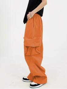 Manfinity EMRG Men Flap Pocket Side Drawstring Waist Cargo Pants - Orange - View 4