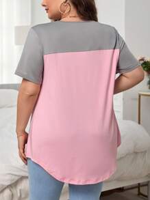 SHEIN Unity Plus Two Tone Fold Pleated Detail Tee