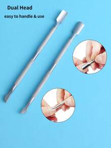 Dụng cụ cạo da chết hai đầu, 1 dũa móng tay bằng thép không gỉ có thể tái sử dụng cho gia đình - Bạc - Xem 4