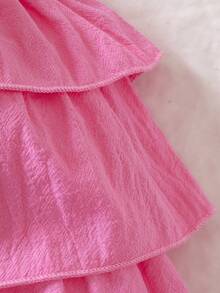 SHEIN Bộ thời trang bé gái Nơ Bướm phân lớp Tranh thêu Khối Màu Dễ thương - Nhiều màu - Xem 5