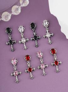 2 miếng trang trí móng tay bằng đá Zirconia - Hồng - Xem 4