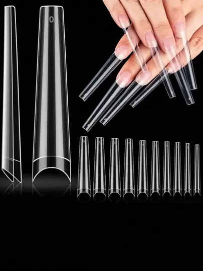 504 piezas/bolsa Uñas postizas francesas de ataúd 3XL sin C, extensión artificial de uñas en forma de punta extra largas, suministros de uñas