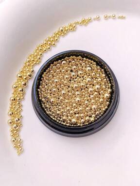 1 Box Three-Dimensional Round Design Nails Art Decoration Ball, Steel Ball Diy Nails Supplies, Nails Charm, Nails Gems, Nail, Small Steel Ball, Gold, Silver, Rose Gold, Gun Black, Nails Salon, Random Mixing Of Various Sizes Nail Charms