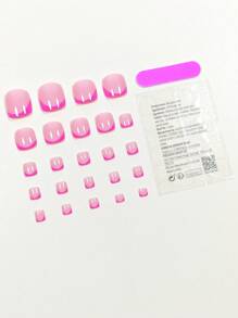 24 cái Kiểu Pháp Ngắn Vuông Hai Tông Màu Móng Chân Giả & 1 tờ Băng & 1 cái Dũa Móng Tay Sang Trọng Màu Hồng Neon Bấm Vào Móng Chân Gel Bộ Dụng Cụ Làm Móng Tay - Nhiều màu - Xem 2